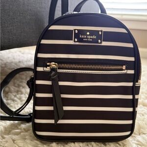 kate spade Black and White Striped Mini Backpack with Gold Hardware